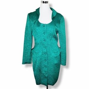 Vintage Faust Green Quilted Peplum Coat 40